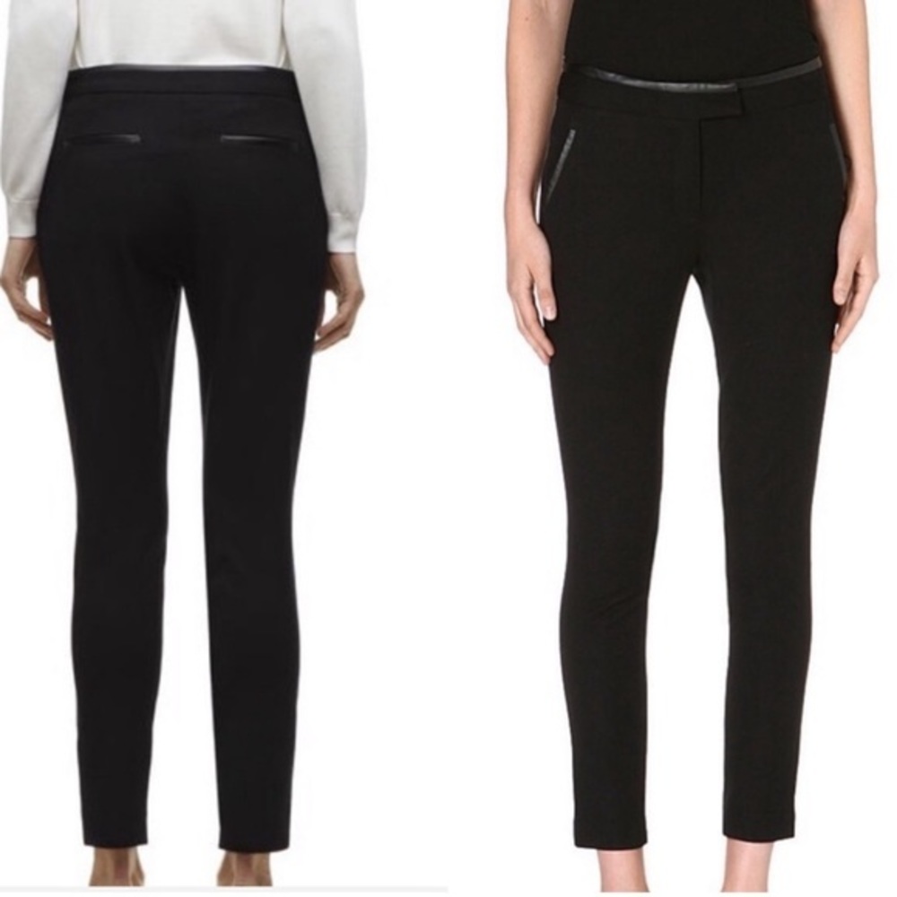 Whistles Nadia Trousers Pants with Faux Leather Trim Detail US 2